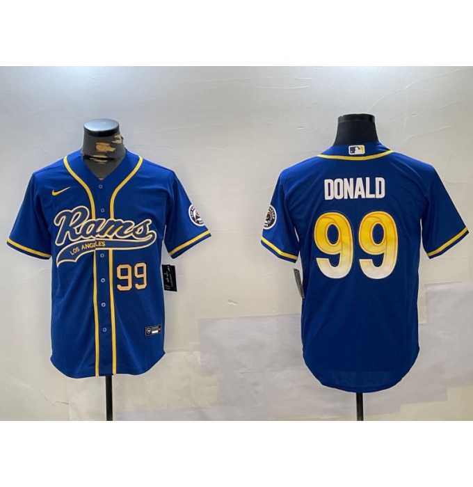 Men's Los Angeles Rams #99 Royal Cool Base Stitched Baseball Jersey