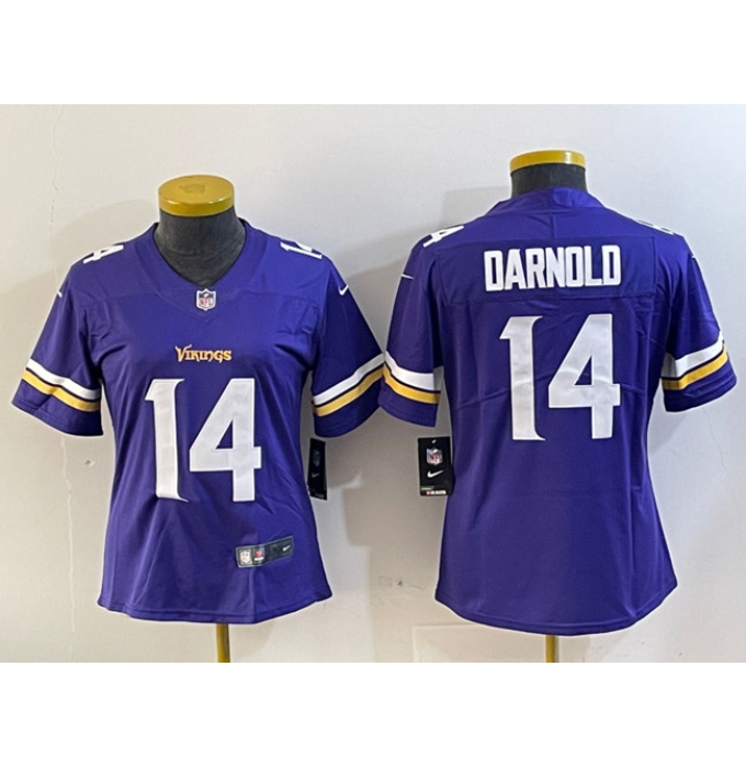 Women's Minnesota Vikings 14 Sam Darnold Purple Vapor Untouchable Limited Stitched Jersey(Run Small)