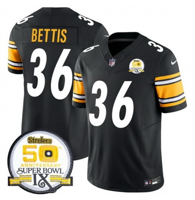 Men's Pittsburgh Steelers 36 Jerome Bettis Black 2024 F U S E 50th Anniversary Of Super Bowl IX Alternate Vapor Untouchable Limited Stitched Jersey