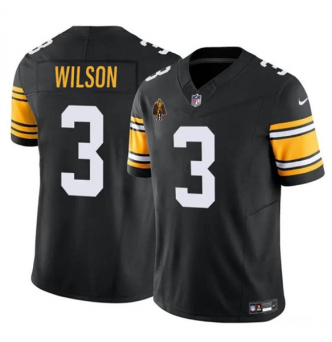 Men's Pittsburgh Steelers #3 Russell Wilson Black 2024 F.U.S.E. With Walter Payton Vapor Untouchable Limited Football Stitched Jersey