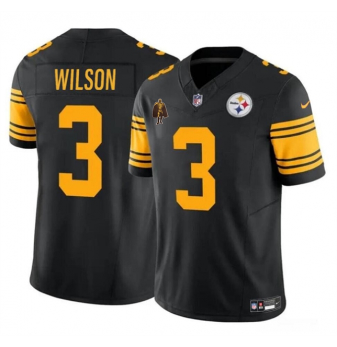 Men's Pittsburgh Steelers #3 Russell Wilson Black F.U.S.E. With Walter Payton Color Rush Limited Football Stitched Jersey