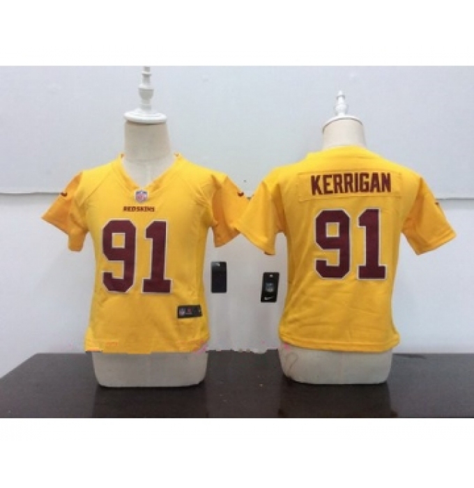 Toddler Washington Redskins #91 Ryan Kerrigan Gold 2016 Color Rush Stitched NFL Nike Game Jersey