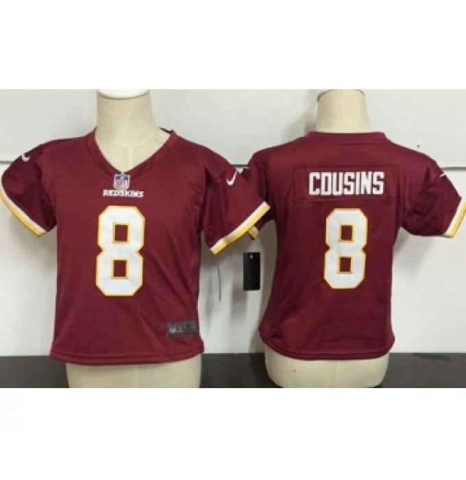 Toddler Washington Redskins #8 Kirk Cousins Burgundy Red Team Color Stitched NFL Nike Game Jersey