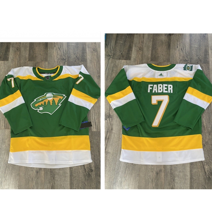 Men's Minnesota Wild #7 Brock Faber Green 2023-24 Stitched Jersey