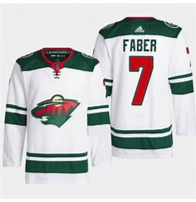 Men's Minnesota Wild #7 Brock Faber White Stitched Jersey