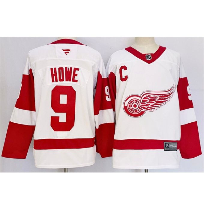 Men's Detroit Red Wings #9 Gordie Howe White 2024-25 Stitched Jersey