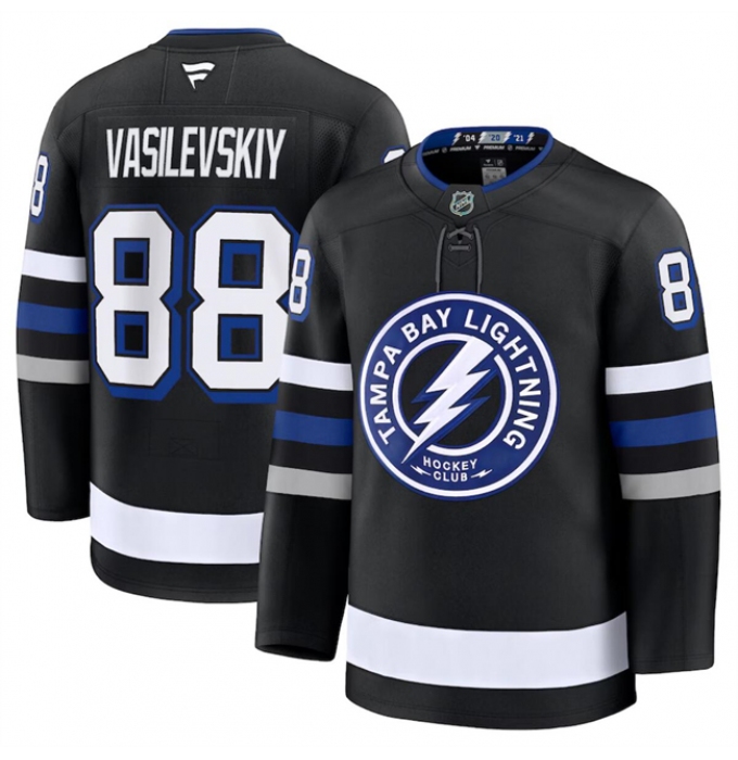 Men's Tampa Bay Lightning #88 Andrei Vasilevskiy Black 2024-25 Alternate Stitched Hockey Jersey