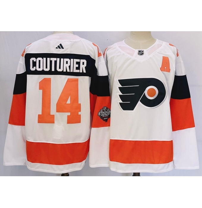 Men's Philadelphia Flyers #14 Sean Couturier White 2024 Stadium Series Stitched Jersey