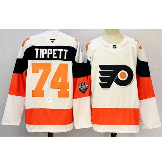 Men's Philadelphia Flyers #74 Owen Tippett White 2024-25 With A Stitched Jersey