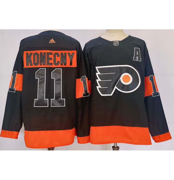 Men's Philadelphia Flyers #11 Travis Konecny Black Alternate Authentic Jersey