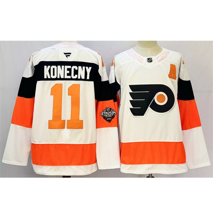 Men's Philadelphia Flyers #11 Travis Konecny White 2024-25 With A Stitched Jersey