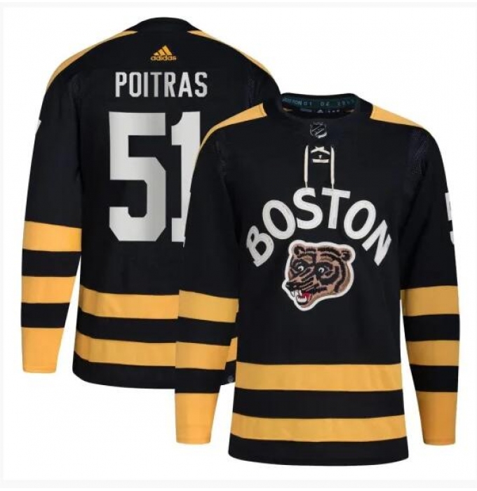 Men's Boston Bruins #51 Matthew Poitras Black Winter Classic Primegreen Stitched Jersey