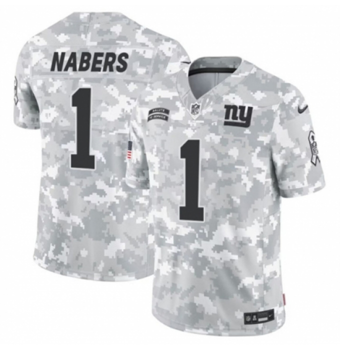 Youth New York Giants #1 Malik Nabers 2024 F U S E Arctic Camo Salute To Service Limited Stitched Football Jersey