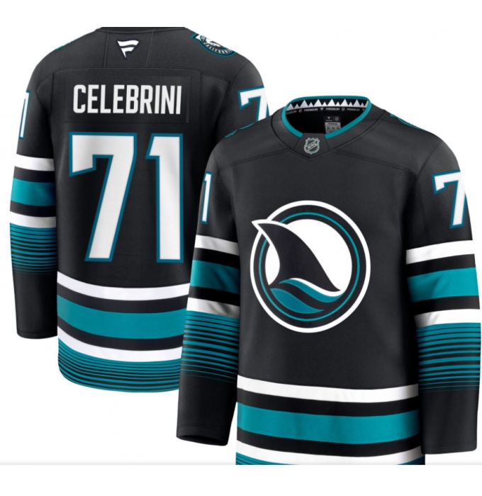 Men's San Jose Sharks #71 Macklin Celebrini Black 2024-25 Home Stitched Hockey Jersey