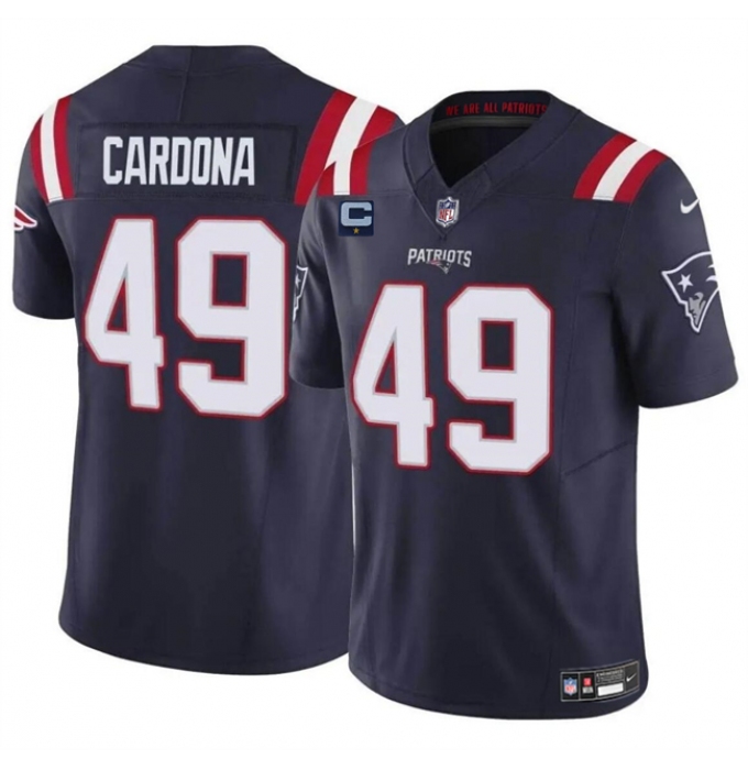 Men's New England Patriots #49 Joe Cardona Navy F.U.S.E. With 1-Star C Vapor Limited Stitched Football Jersey