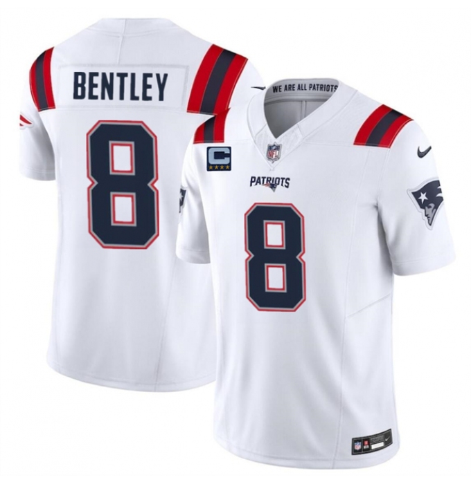 Men's New England Patriots #8 Ja'Whaun Bentley White F.U.S.E. With 4-Star C Vapor Limited Stitched Football Jersey