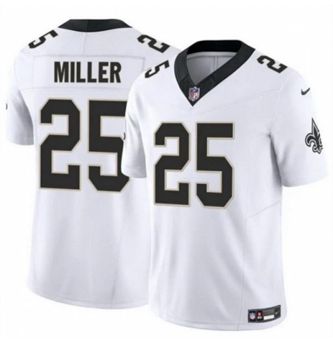 Men's New Orleans Saints #25 Kendre Miller White Vapor Limited Stitched Football Jersey