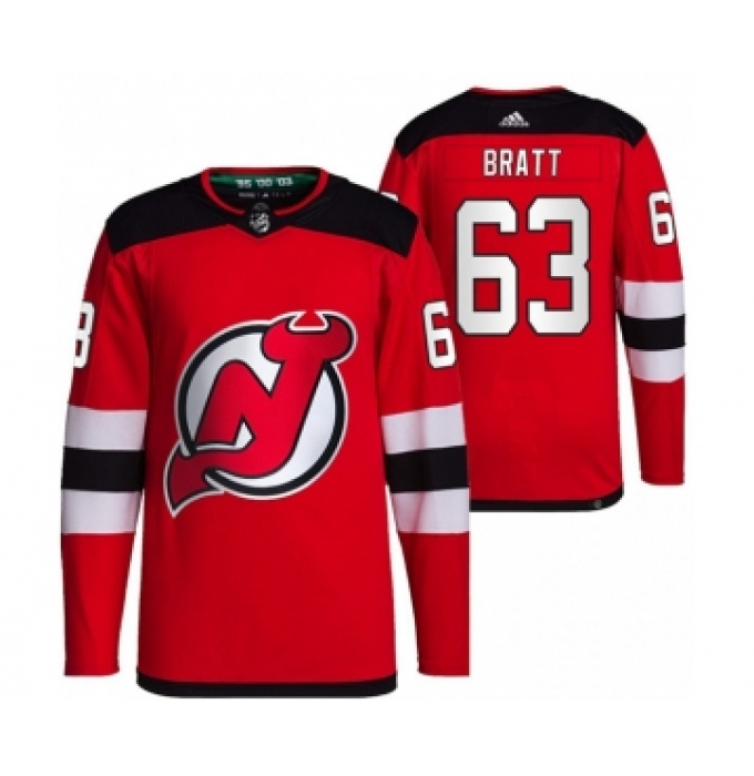 Men's New Jersey Devils #63 Jesper Bratt Red Stitched Jersey