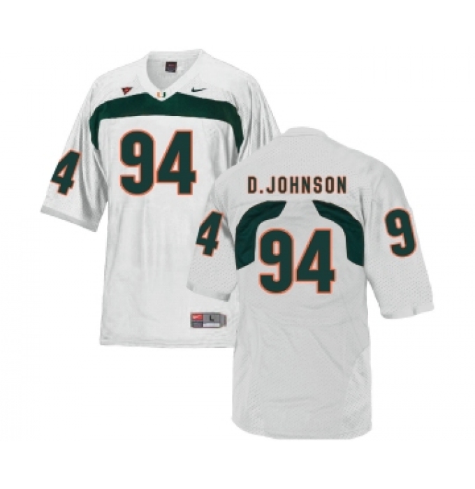 Miami Hurricanes 94 Dwayne Johnson White College Football Jersey