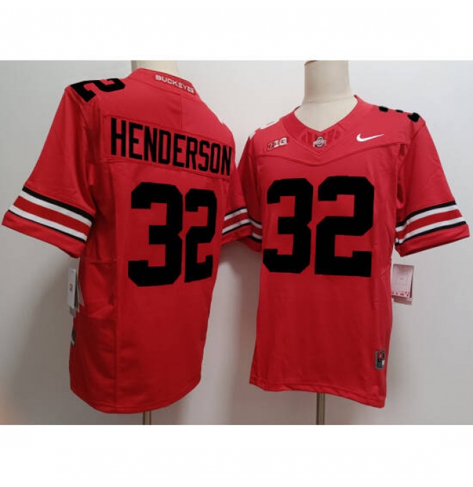 Men's Ohio State Buckeyes #32 TreVeyon Henderson C.J. Stroud Scarlet Game Red Jersey