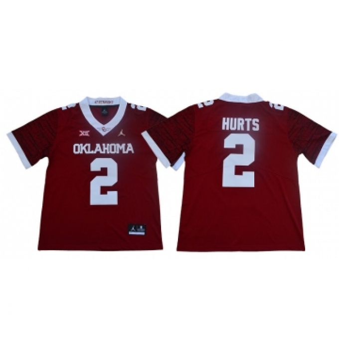 Oklahoma Sooners 2 Jalen Hurts Red 47 Game Winning Streak College Football Jersey