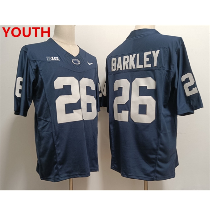 Youth Penn State Nittany Lions #26 Saquon Barkley Navy Stitched Jersey