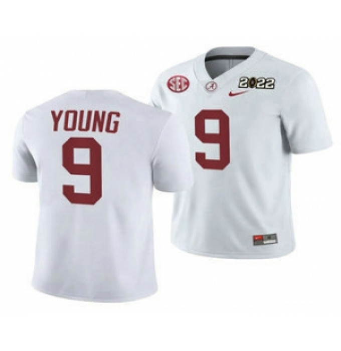 Men's Alabama Crimson Tide #9 Bryce Young 2022 Patch White College Football Stitched Jersey