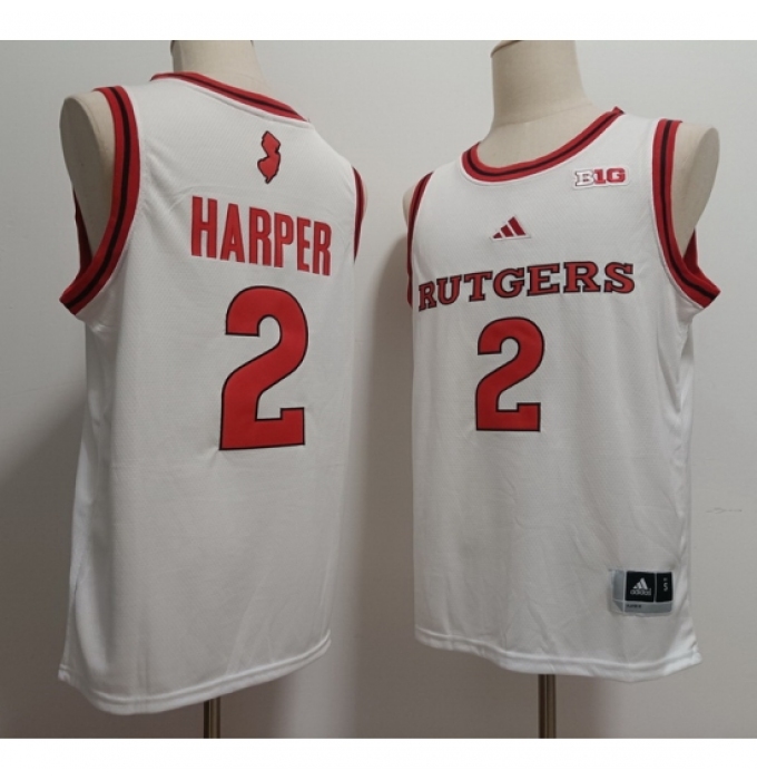 Men's Rutgers Scarlet Knights #2 Dylan Harper White Stitched Basketball Jersey