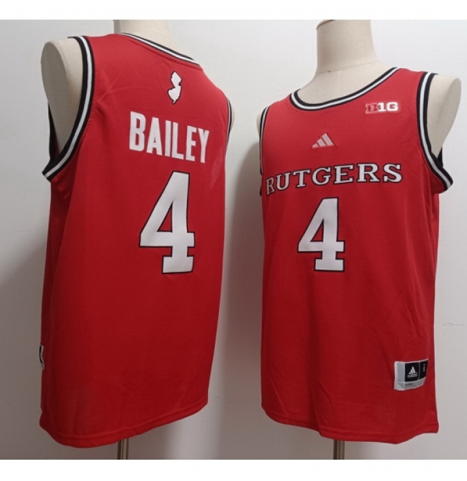 Men's Rutgers Scarlet Knights #4 Ace Bailey Red Stitched Basketball Jersey