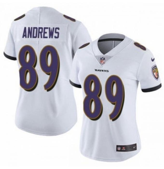 Women Baltimore Ravens #89 Mark Andrews White 2023 F U S E Vapor Jersey