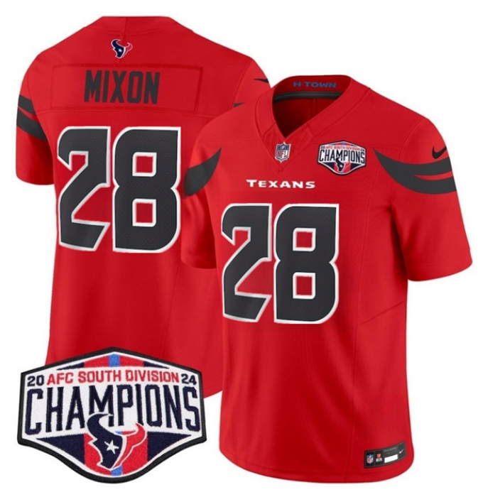 Men's Houston Texans #28 Joe Mixon Red F.U.S.E. 2024 AFC South Division Champions Vapor Limited Stitched Football Jersey