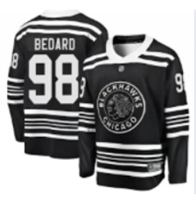 Men's Chicago Blackhawks #98 Connor Bedard Adidas Authentic 2019 Winter Classic Black Jersey