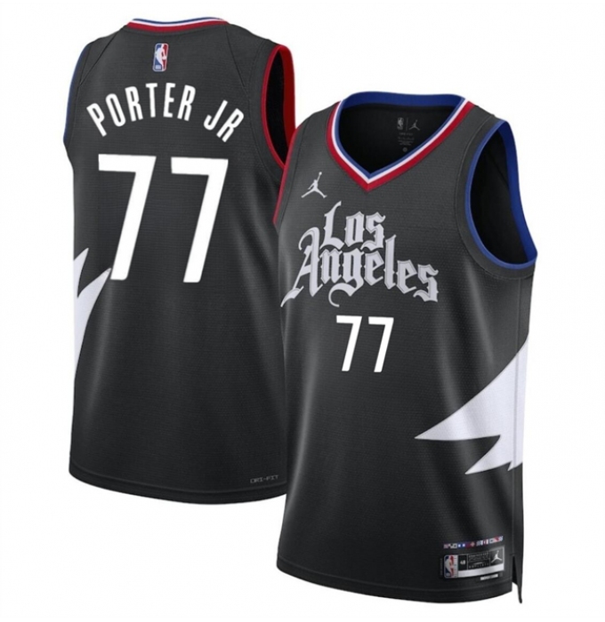 Men's Los Angeles Clippers #77 Kevin Porter Jr Black Statement Edition Stitched Jersey