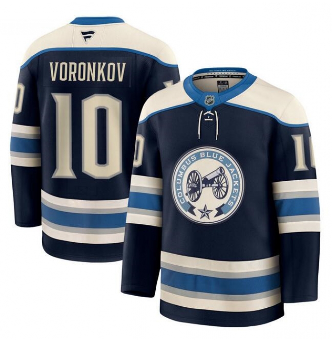 Men's Columbus Blue Jackets #10 Dmitri Voronkov Navy 2024-25 Alternate Stitched Hockey Jersey