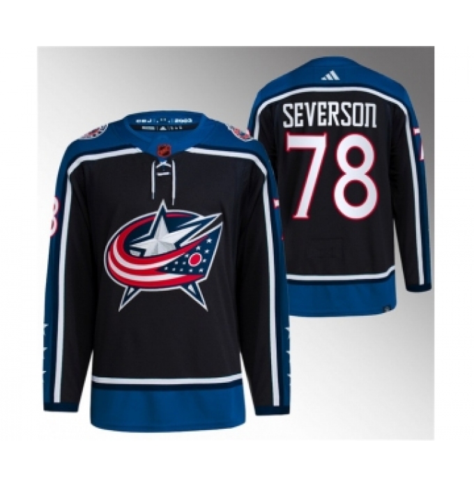 Men's Columbus Blue Jackets #78 Damon Severson Black 2022-23 Reverse Retro Stitched Jersey