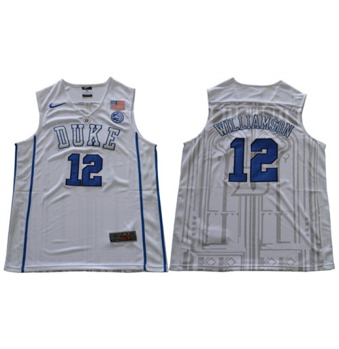 Duke Blue Devils #12 Zion Williamson White Basketball Elite Stitched NCAA Jersey