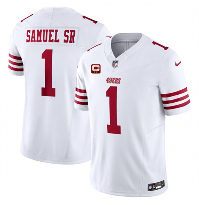 Men's San Francisco 49ers #1 Deebo Samuel SR White 2024 F.U.S.E. With 2-Star C Vapor Untouchable Limited Football Stitched Jersey