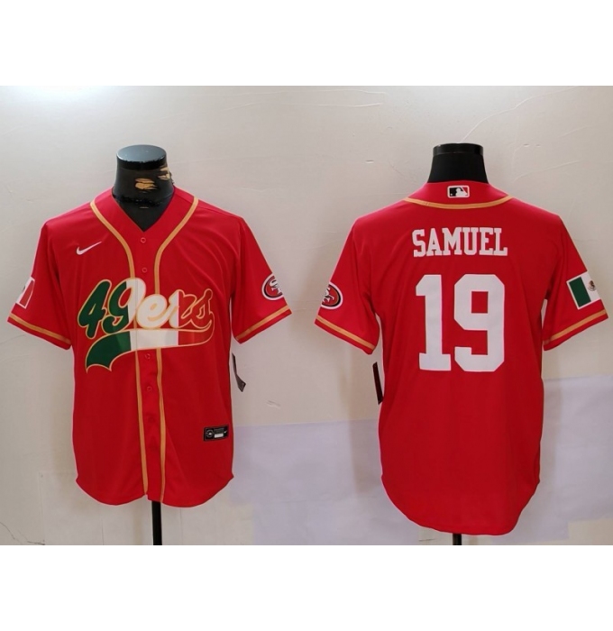 Men's San Francisco 49ers#19 Deebo Samuel Red With Cool Base Stitched Baseball Jerseys