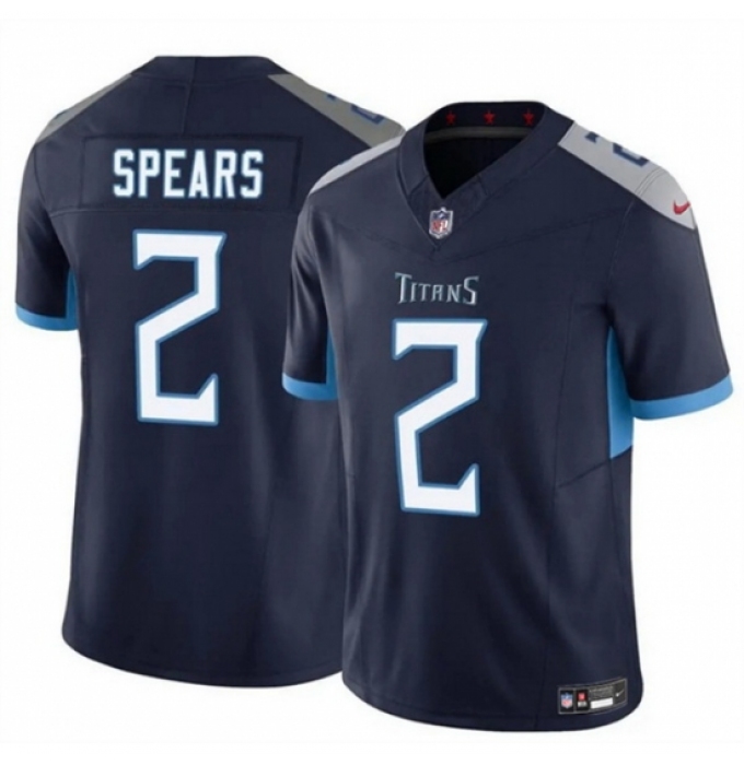 Men's Tennessee Titans #2 Tyjae Spears Navy 2024 F U S E Vapor Limited Stitched Football Jersey