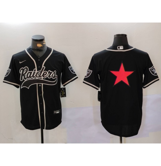 Men's Las Vegas Raiders Black Team Big Logo With Cool Base Stitched Baseball Jerseys