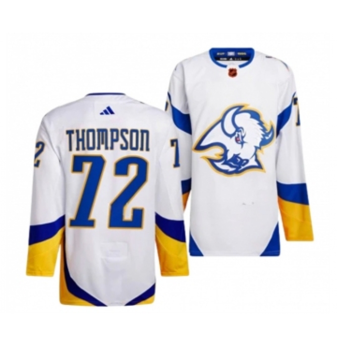 Men's Buffalo Sabres #72 Tage Thompson White 2022-23 Reverse Retro Stitched Jersey