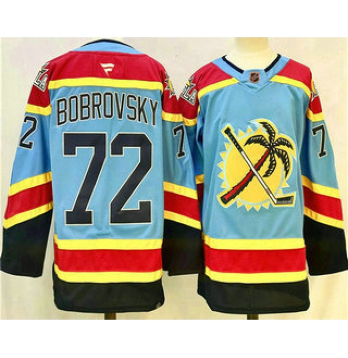 Men's Florida Panthers #72 Sergei Bobrovsky Blue 2024 Reverse Retro Stitched Jersey