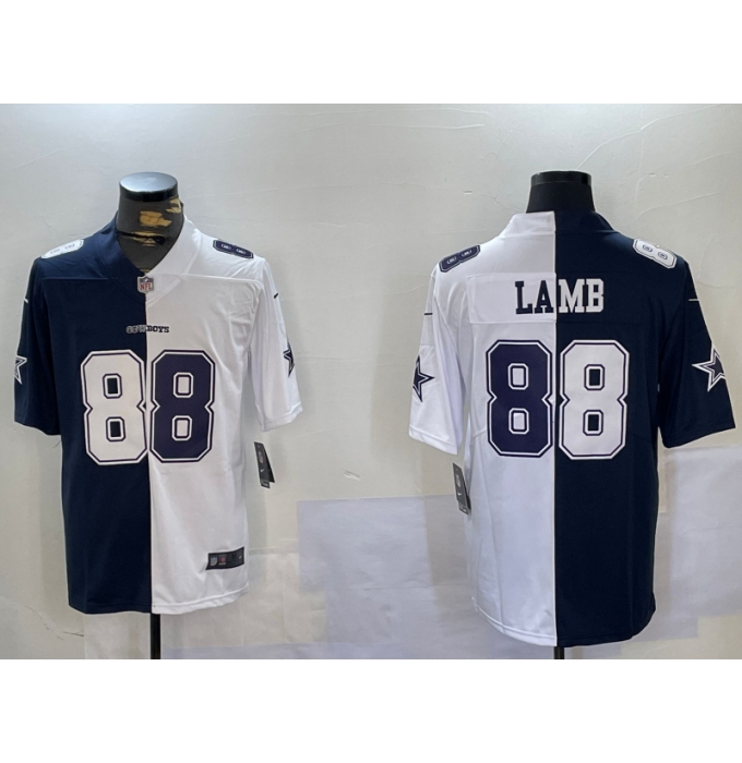 Men's Dallas Cowboys #88 CeeDee Lamb Navy And White Split Stitched Jersey