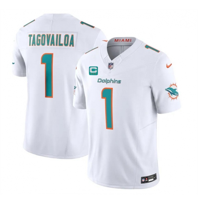 Men's Miami Dolphins #1 Tua Tagovailoa White F.U.S.E With 3-Star C Vapor Limited Stitched Football Jersey