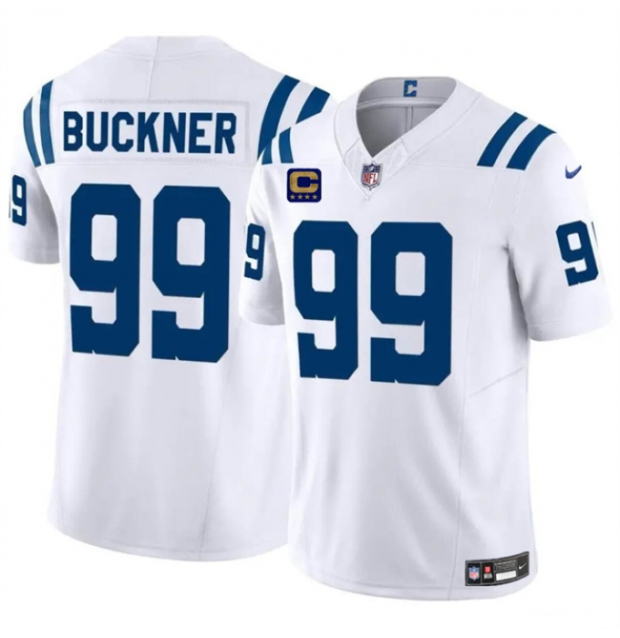 Men's Indianapolis Colts #99 DeForest Buckner White 2024 F.U.S.E. With 4-Star C Vapor Limited Stitched Football Jersey