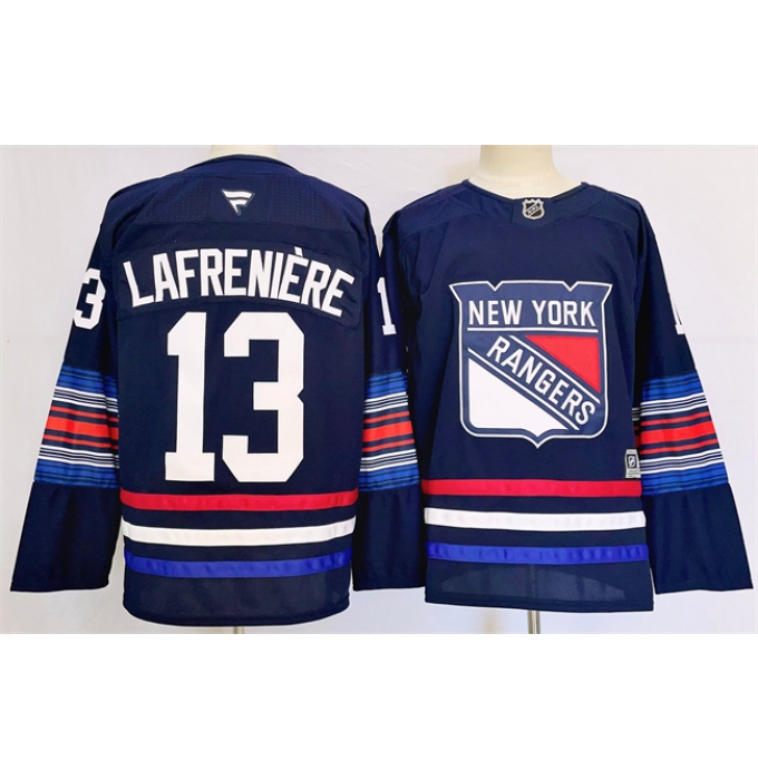 Men's New York Rangers #13 Alexis LafreniereNavy 2024-25 Stitched Jersey