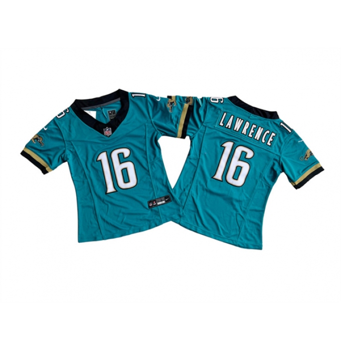 Women's Jacksonville Jaguars #16 Trevor Lawrence Teal 2024 F.U.S.E. Prowler Throwback Vapor Limited Football Stitched Jersey(Run Small)