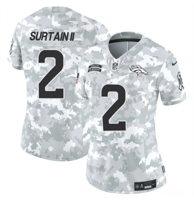 Women's Denver Broncos #2 Patrick Surtain II 2024 F.U.S.E Arctic Camo Salute To Service Limited Stitched Jersey(Run Small)