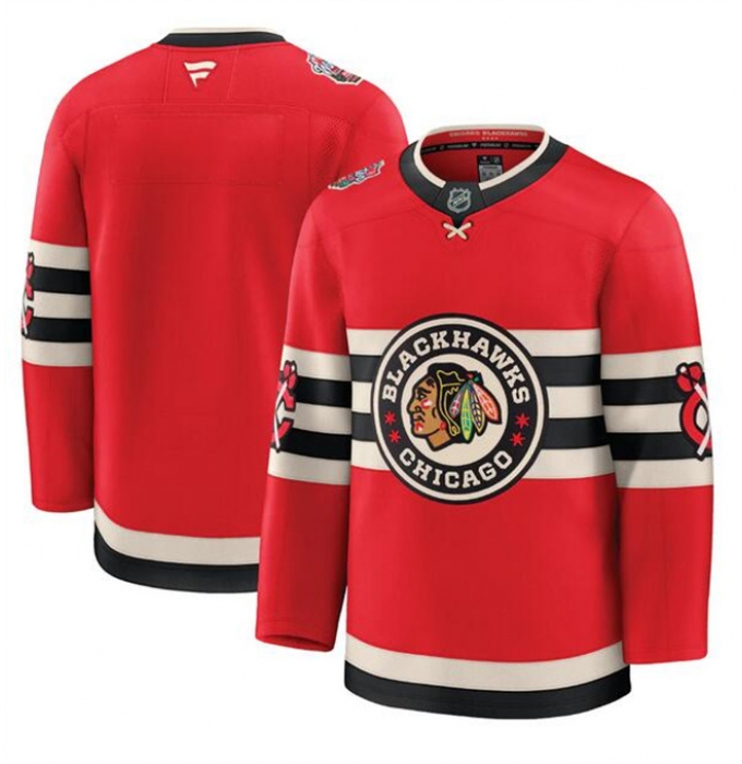 Men's Chicago Blackhawks Blank Red 2024-25 Winter Classic Stitched Hockey Jersey