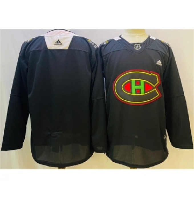 Men's Montreal Canadiens Blank 2022 Black Warm Up History Night Stitched Jersey